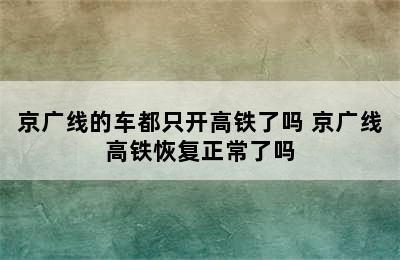 京广线的车都只开高铁了吗 京广线高铁恢复正常了吗